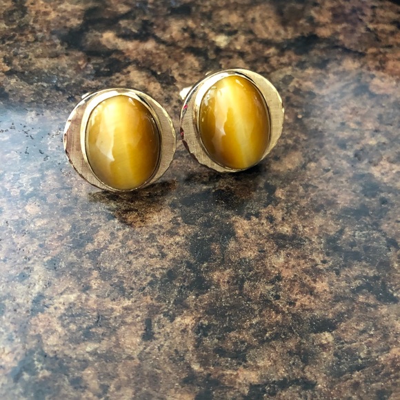 Vintage Tigers Eye Cuff Links - Picture 4 of 4